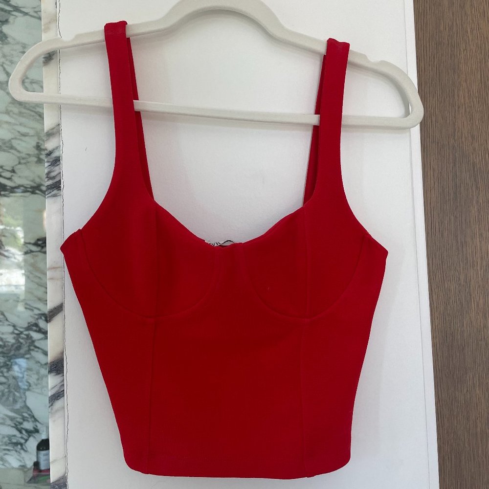 NWT Red Zara V Neck Tank Top Size M